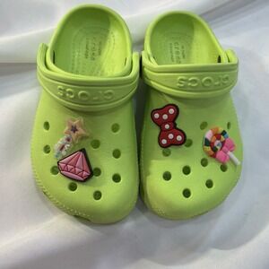Crocs Shoes Kids Toddlers Sz 9 Classic Clogs Green Slip On , W Girly Charms